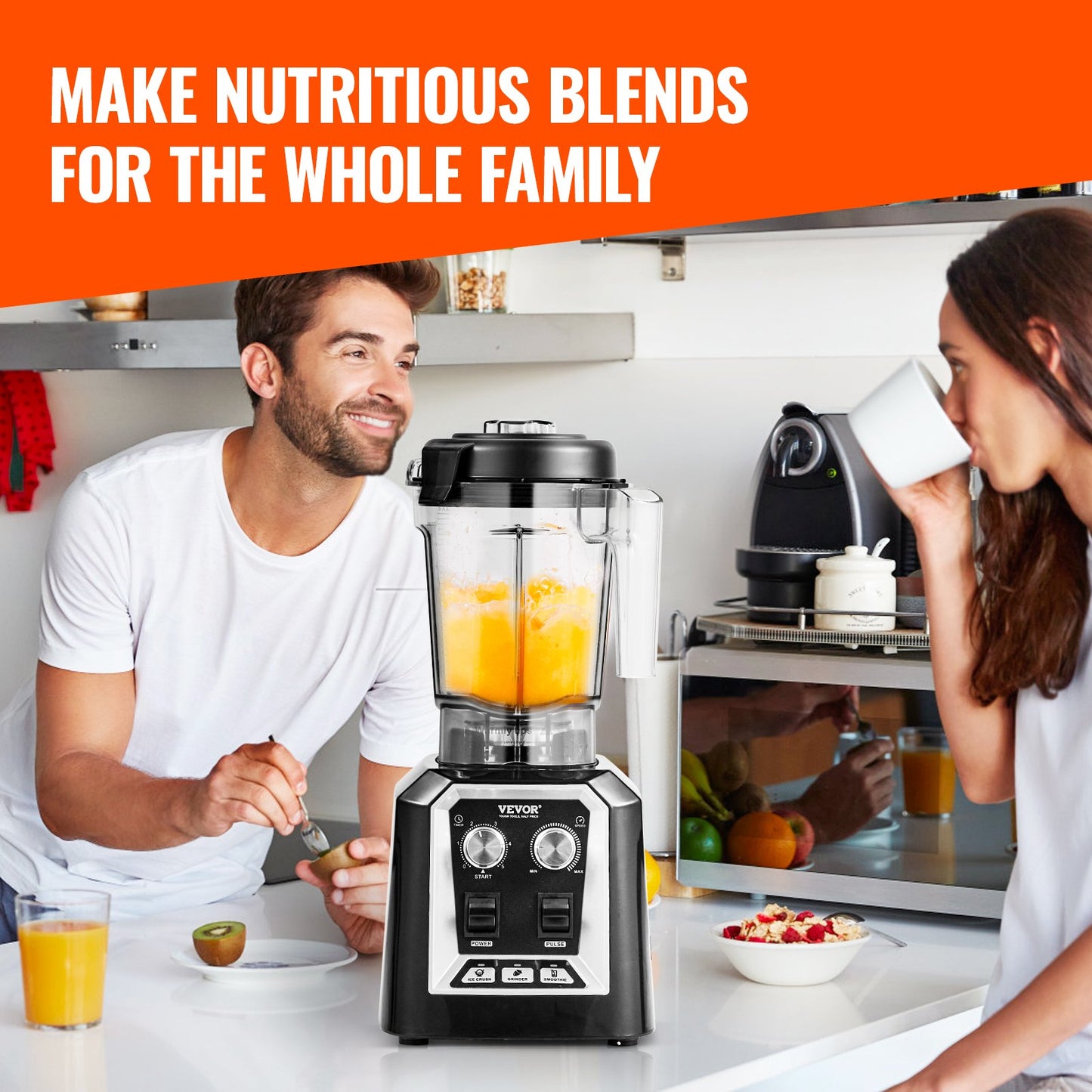 Professional Blender Commercial Bänkskiva Blenders 68 oz Smoothies Shakes