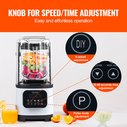 Professional Blender Commercial Countertop Blenders 68 oz Smoothies Shakes