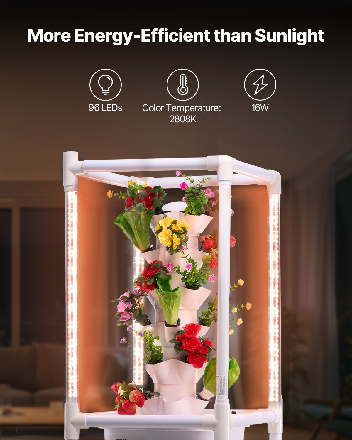 Hydroponic odlingssystem med Grow Light 30 Pods Hydroponic Tower Garden
