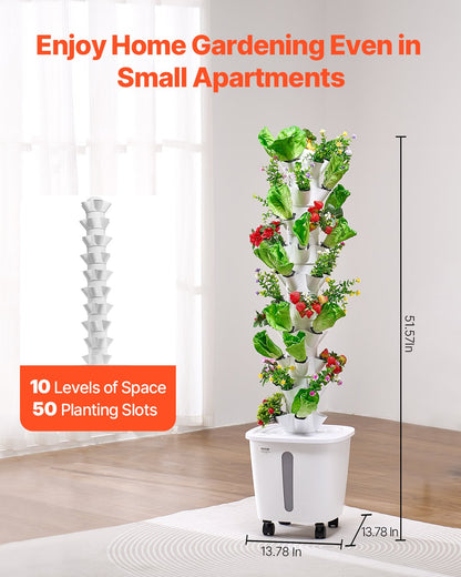 Hydroponic odlingssystem med hjul 50 pods Hydroponic Tower Garden