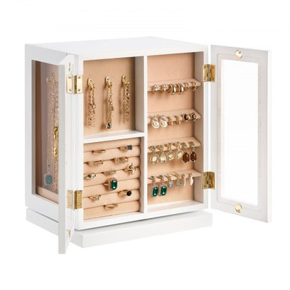 Jewelry Box 360° Rotating Jewelry Storage with 5 Spacious Drawers White
