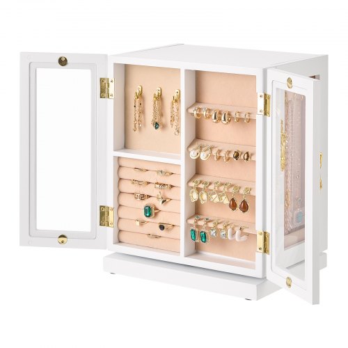 Jewelry Box 360° Rotating Jewelry Storage with 5 Spacious Drawers White