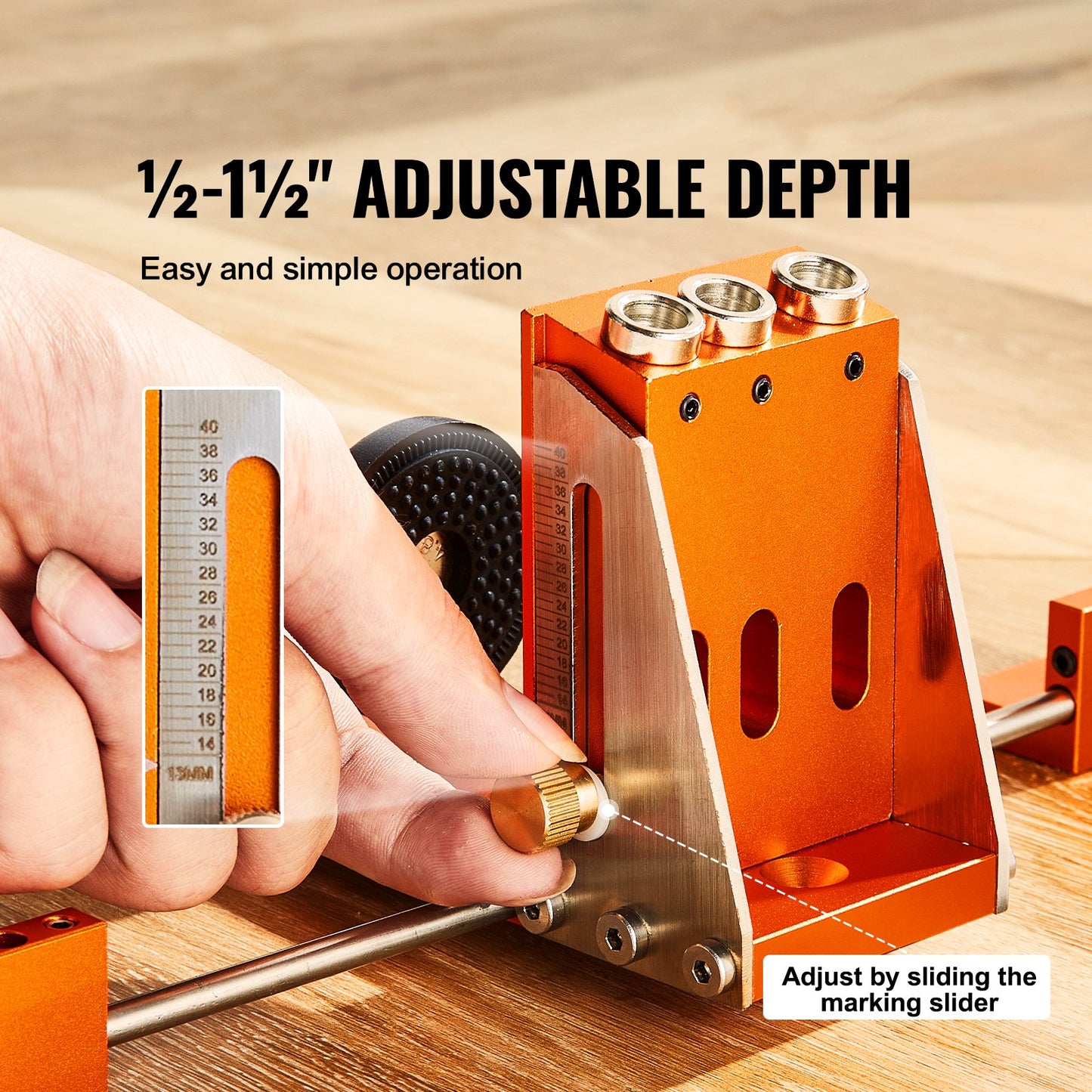 Pocket Hole Jig Kit, 34 st Pocket Hole Jig System med 11" C-klämma, fixtur, stegborrar, skiftnycklar, borrstoppringar, fyrkantiga drivbits, verktygslåda, för DIY snickeriprojekt, justerbar