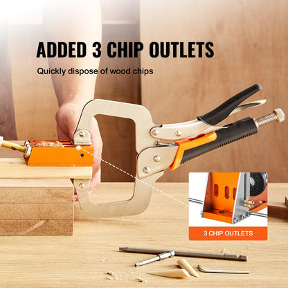 Pocket Hole Jig Kit, 34 st Pocket Hole Jig System med 11" C-klämma, fixtur, stegborrar, skiftnycklar, borrstoppringar, fyrkantiga drivbits, verktygslåda, för DIY snickeriprojekt, justerbar