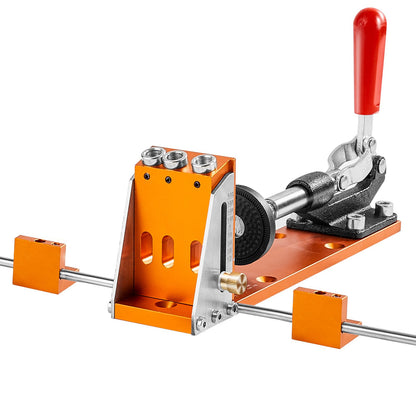 Pocket Hole Jig Kit, 34 st Pocket Hole Jig System med 11" C-klämma, fixtur, stegborrar, skiftnycklar, borrstoppringar, fyrkantiga drivbits, verktygslåda, för DIY snickeriprojekt, justerbar