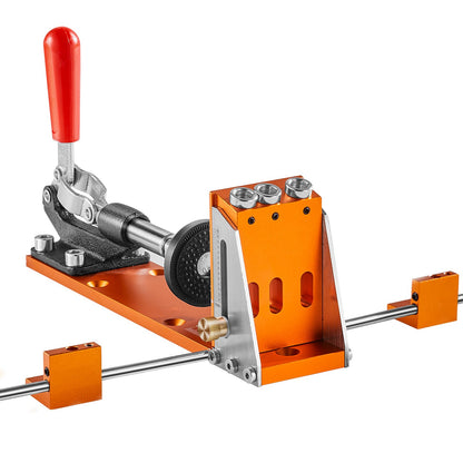 Pocket Hole Jig Kit, 34 st Pocket Hole Jig System med 11" C-klämma, fixtur, stegborrar, skiftnycklar, borrstoppringar, fyrkantiga drivbits, verktygslåda, för DIY snickeriprojekt, justerbar
