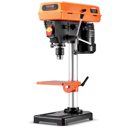 Bench Drill Press 203.2 mm 8-inch, 2.3A Induction Motor, 500W Maximum Power, Bench Drill Machine with 550/950/1450/1950/2500 RPM Variable 5-Speed Control, 0-45° Tilting Worktable