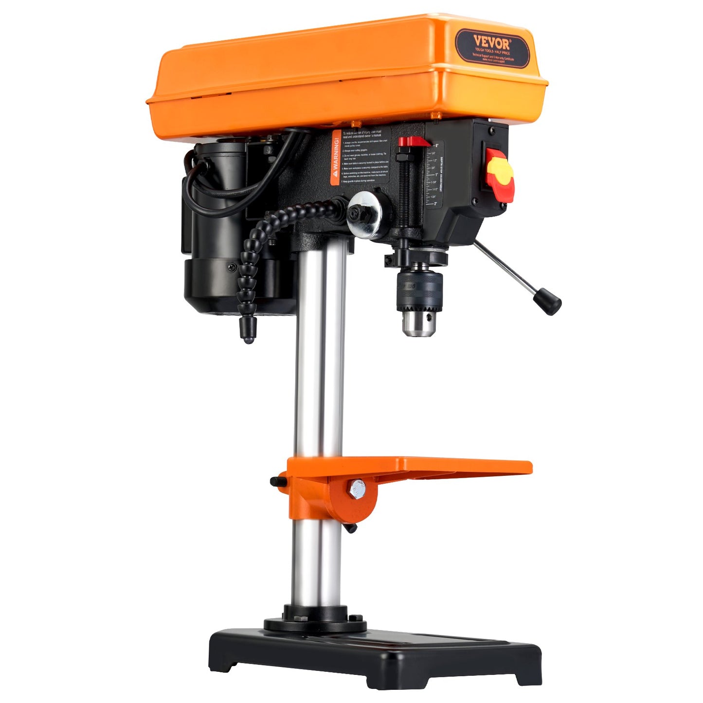 Bench Drill Press 203.2 mm 8-inch, 2.3A Induction Motor, 500W Maximum Power, Bench Drill Machine with 550/950/1450/1950/2500 RPM Variable 5-Speed Control, 0-45° Tilting Worktable