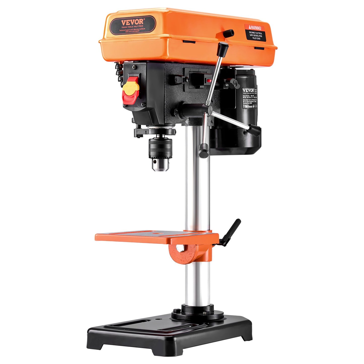 Bench Drill Press 203.2 mm 8-inch, 2.3A Induction Motor, 500W Maximum Power, Bench Drill Machine with 550/950/1450/1950/2500 RPM Variable 5-Speed Control, 0-45° Tilting Worktable