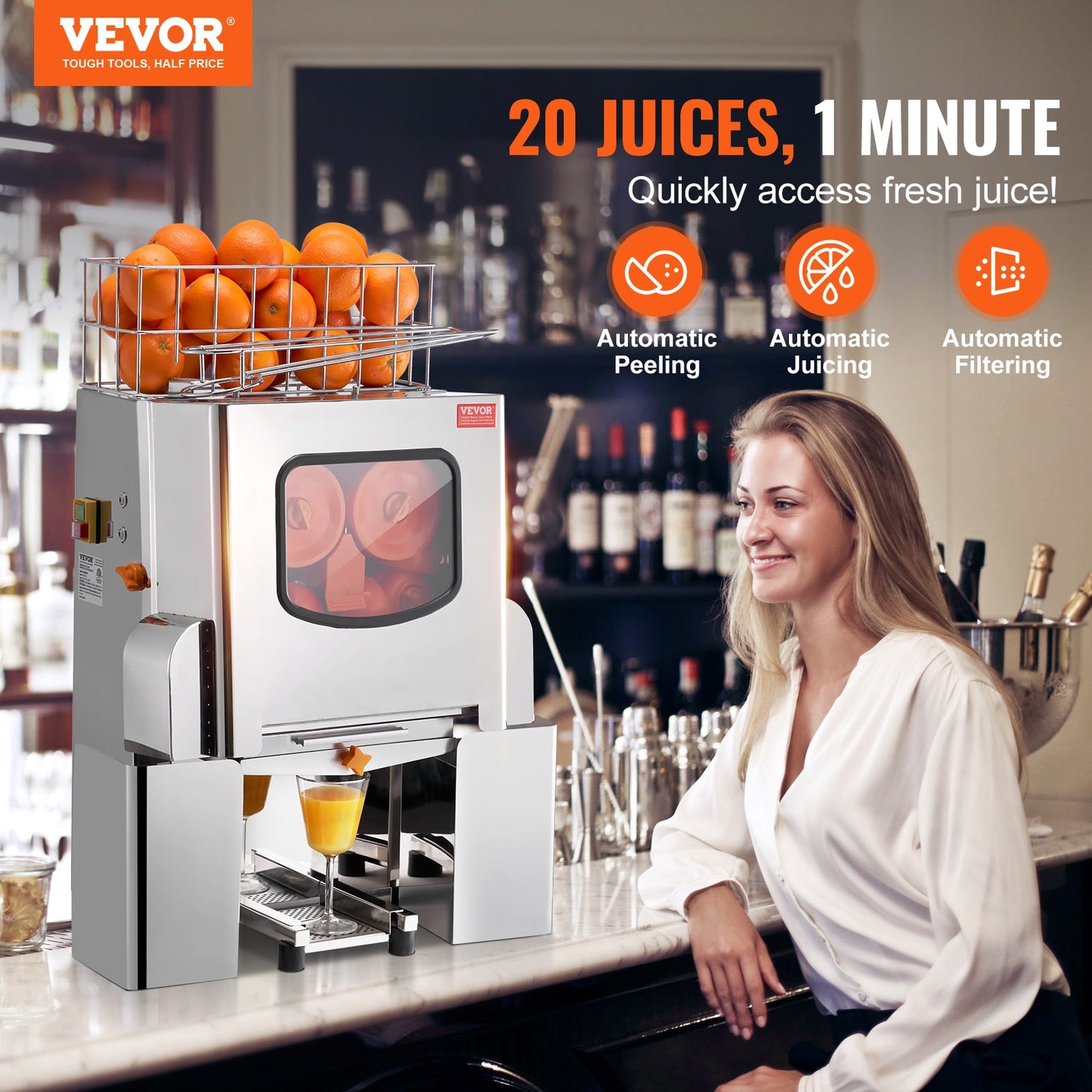 Commercial Orange Juicer Machine 120W Rostfritt Stål Presspress Extraktor