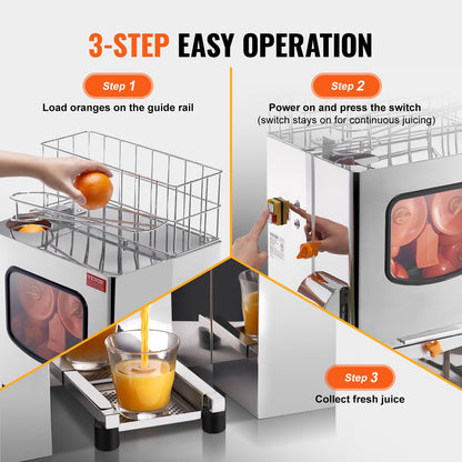 Commercial Orange Juicer Machine 120W Rostfritt Stål Presspress Extraktor