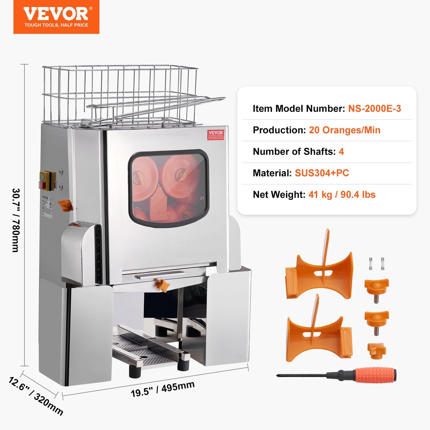 Commercial Orange Juicer Machine 120W Rostfritt Stål Presspress Extraktor