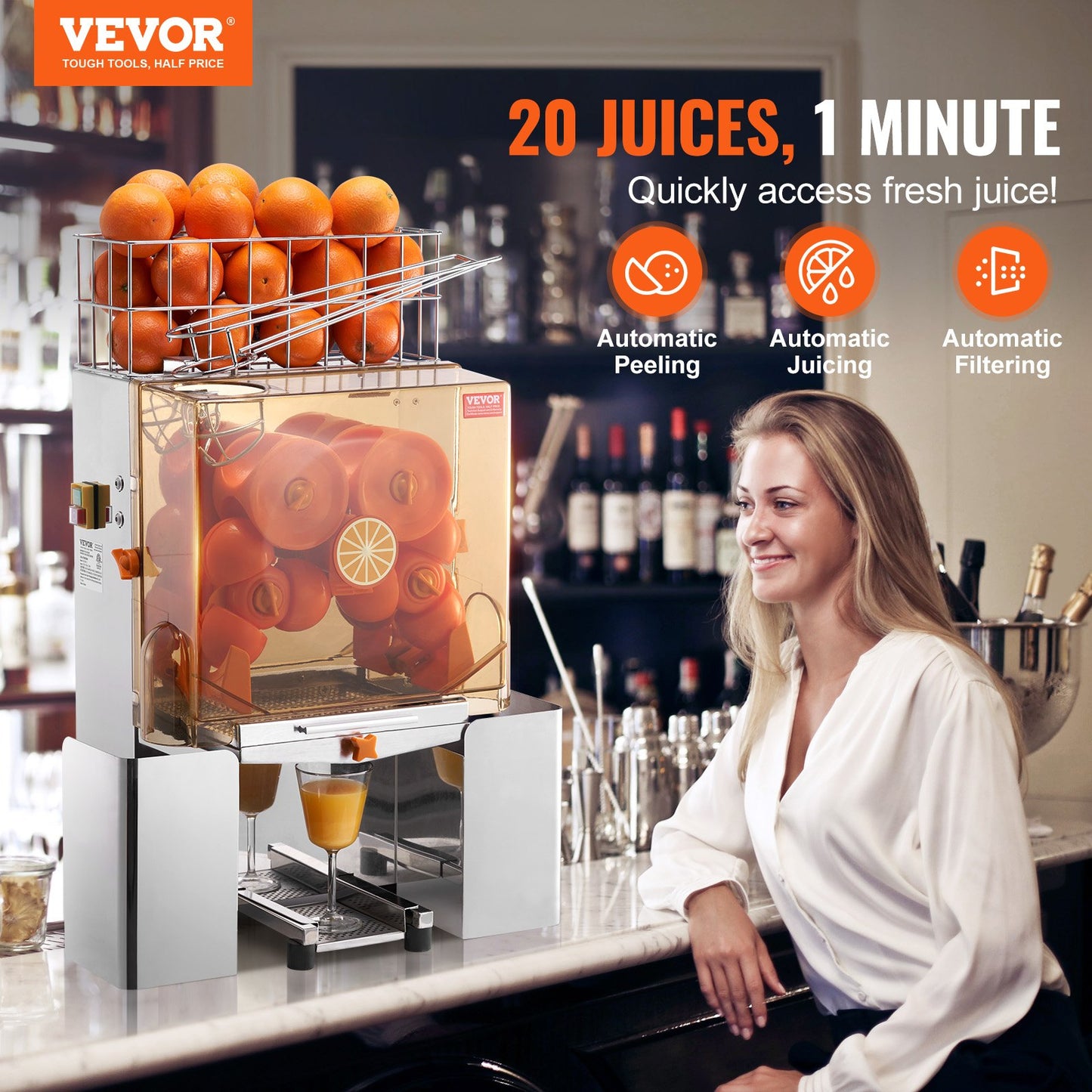 Kommerzielle Orangensaftpresse Maschine 120W Saftpresse Extraktor Filterbox