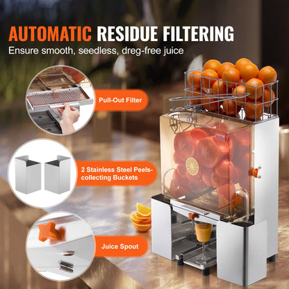 Kommerzielle Orangensaftpresse Maschine 120W Saftpresse Extraktor Filterbox