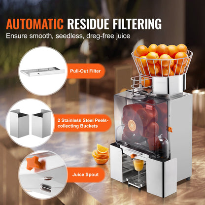 Commercial Orange Juicer Machine 120W Automatic Juice Squeezer Extractor