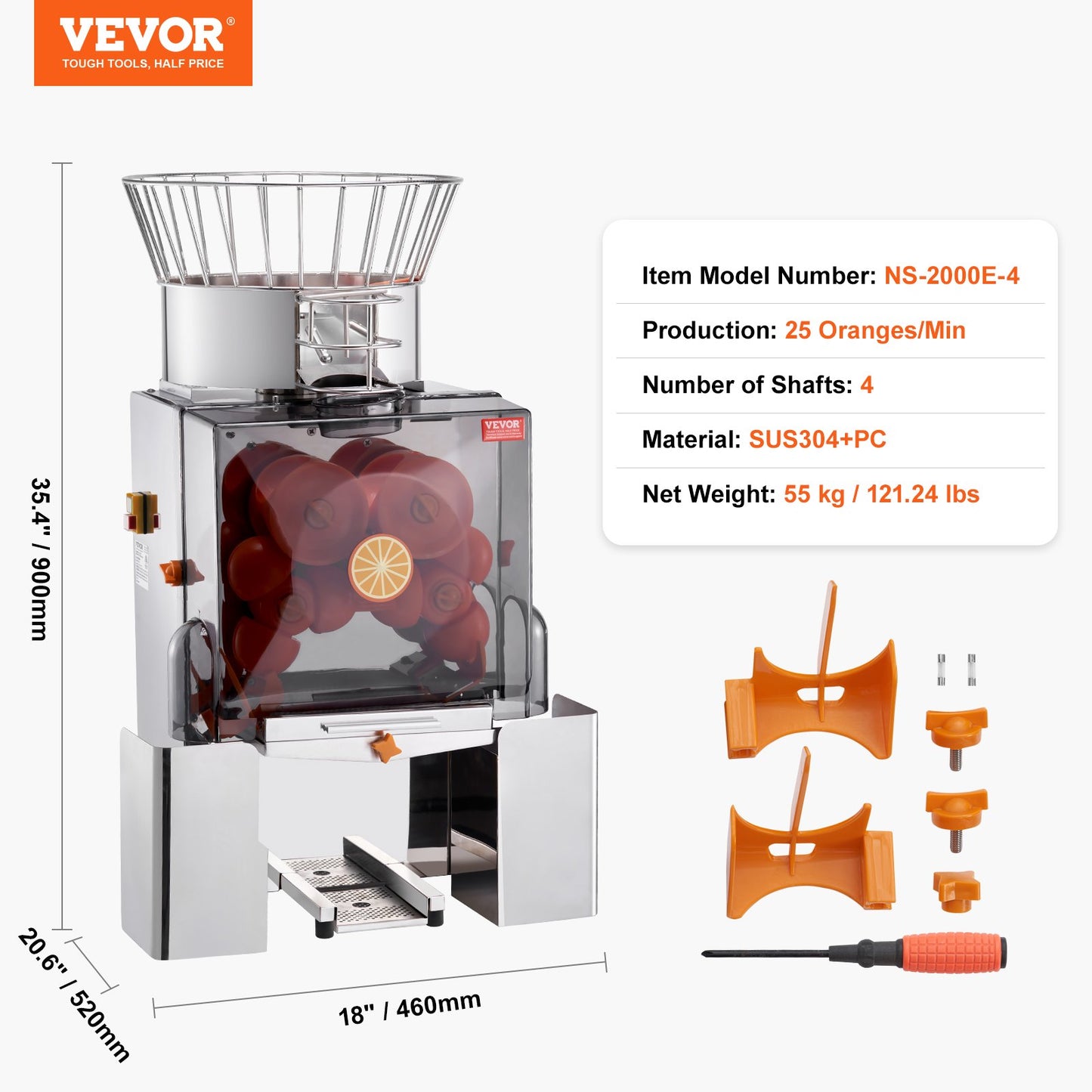 Commercial Orange Juicer Machine 120W Automatic Juice Squeezer Extractor