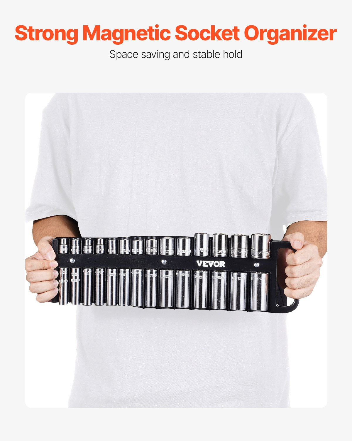 Portable Socket Organizer Set 3PCS 76-Clip Magnetic Socket Tray Metric/SAE