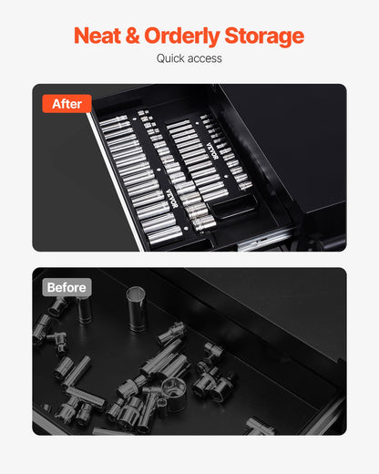 Portable Socket Organizer Set 3PCS 76-Clip Magnetic Socket Tray Metric/SAE