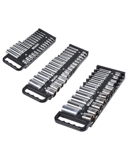 Portable Socket Organizer Set 3PCS 76-Clip Magnetic Socket Tray Metric/SAE