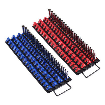 Portable Socket Organizer Set 2PCS 160 Clips Steel Socket Tray Metric/SAE