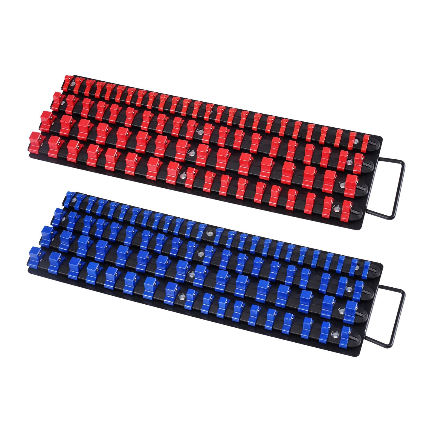 Portable Socket Organizer Set 2PCS 160 Clips Steel Socket Tray Metric/SAE