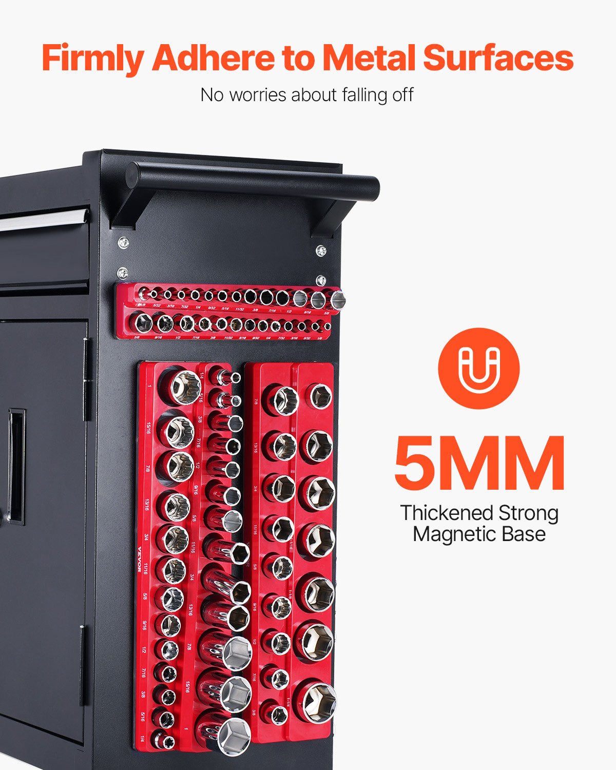 Magnetic Socket Organizer Set 3PCS Magnetic Socket Washers Red for SAE