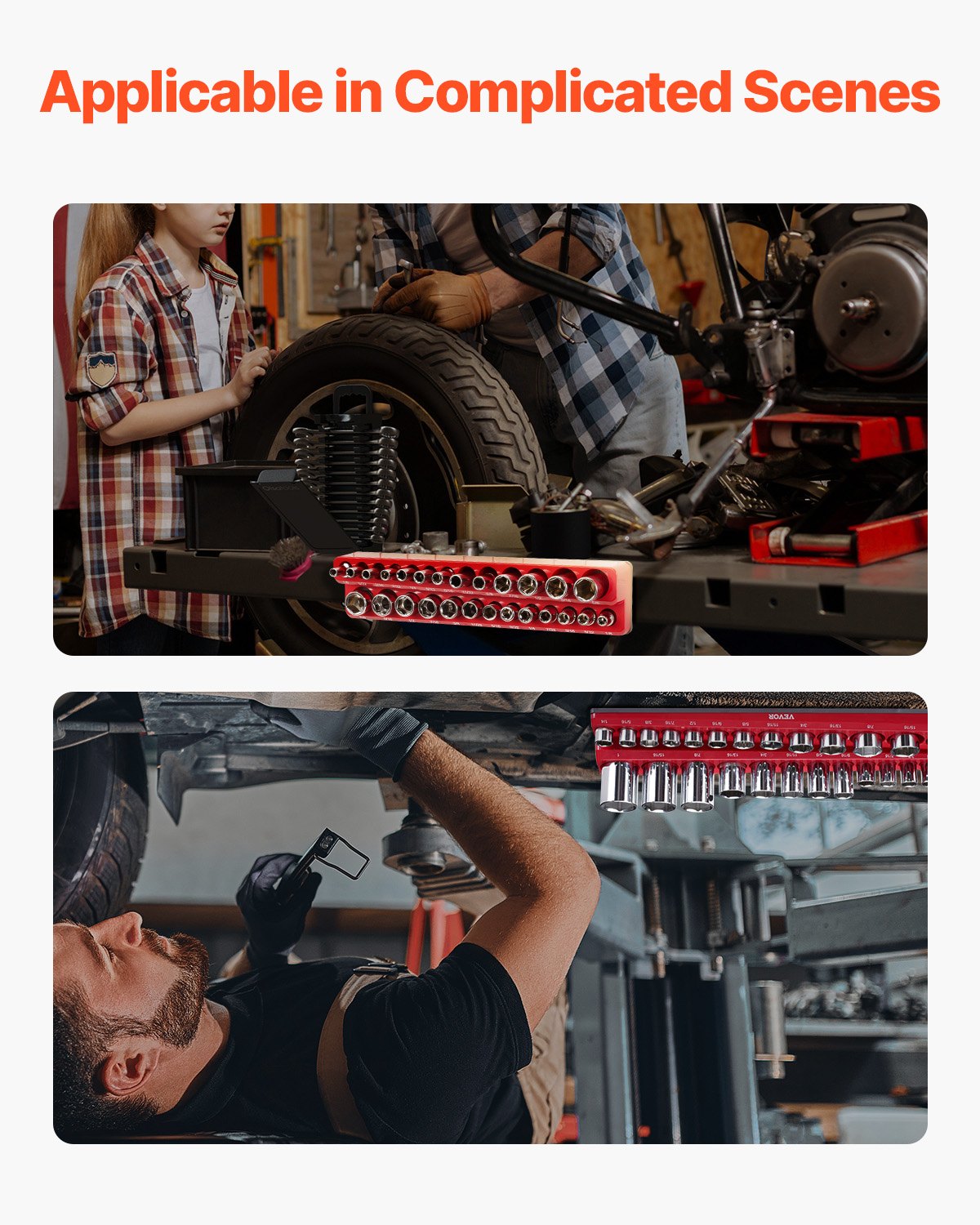 Magnetic Socket Organizer Set 3PCS Magnetic Socket Washers Red for SAE