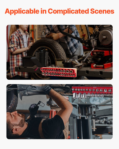 Magnetic Socket Organizer Set 3PCS Magnetic Socket Washers Red for SAE