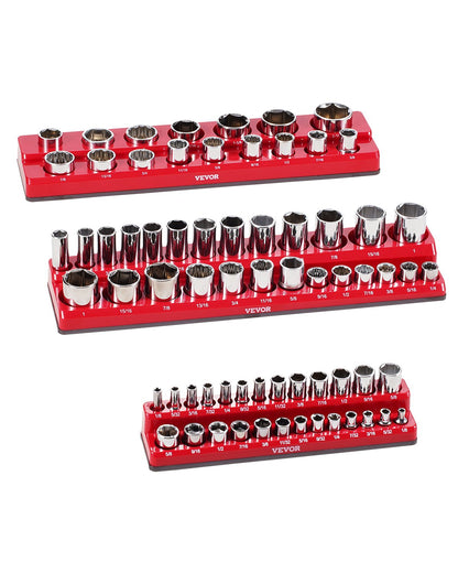 Magnetic Socket Organizer Set 3PCS Magnetic Socket Washers Red for SAE