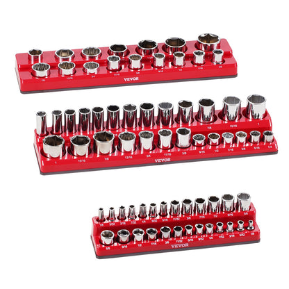 Magnetic Socket Organizer Set 3PCS Magnetic Socket Washers Red for SAE