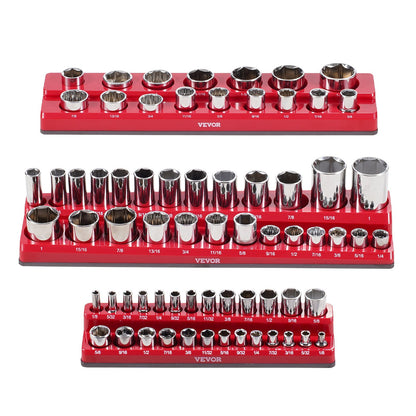 Magnetic Socket Organizer Set 3PCS Magnetic Socket Washers Red for SAE