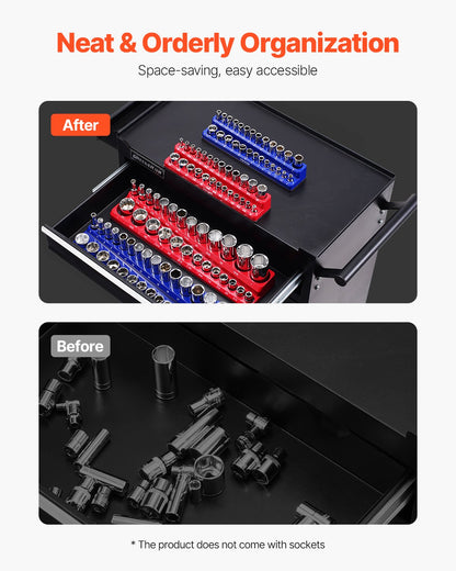 Magnetic Socket Organizer Set 4PCS Socket Washers Blue &amp; Red for Metric SAE