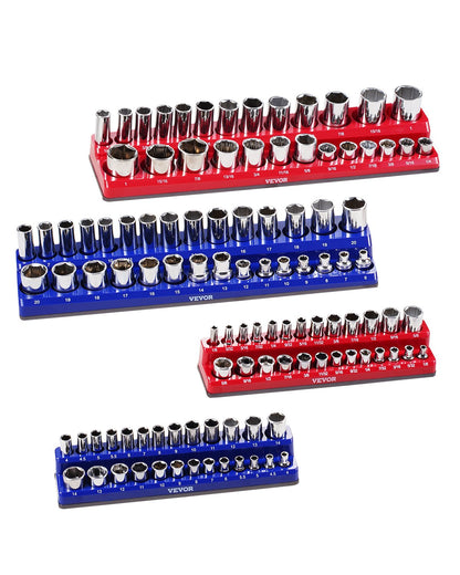 Magnetic Socket Organizer Set 4PCS Socket Washers Blue &amp; Red for Metric SAE