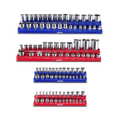 Magnetic Socket Organizer Set 4PCS Socket Washers Blue &amp; Red for Metric SAE