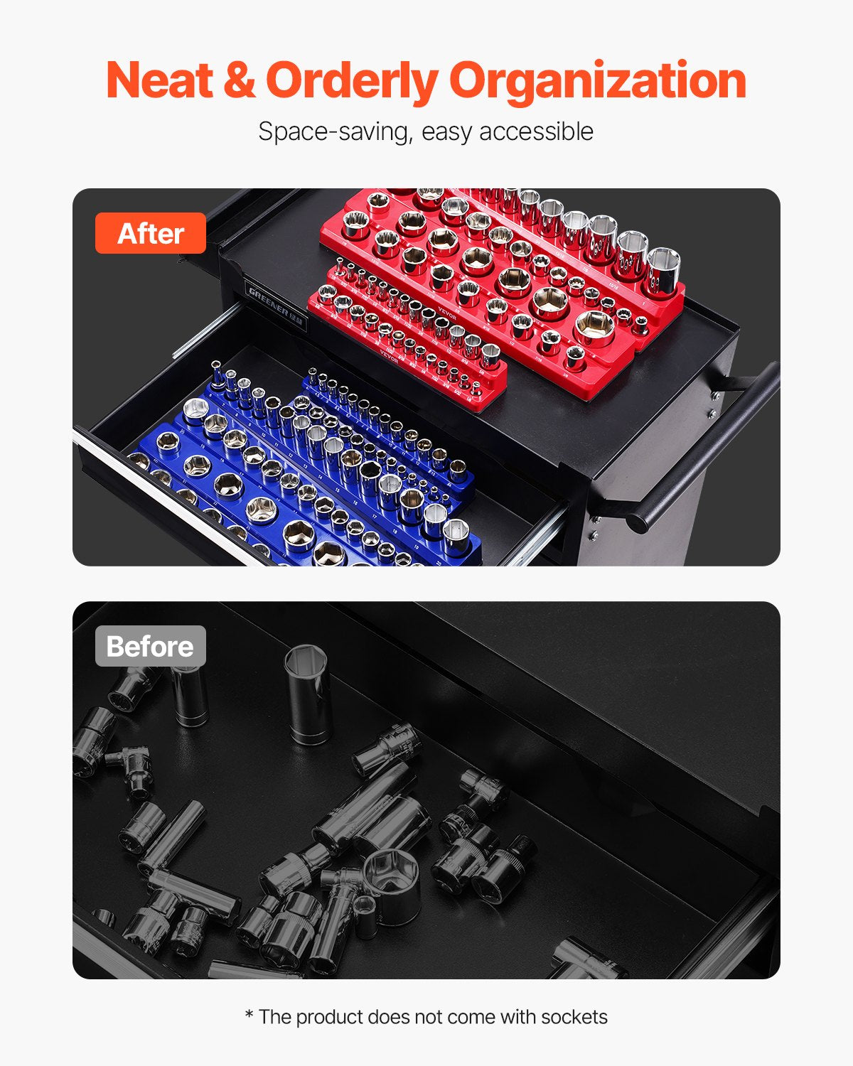 Magnetic Socket Organizer Set 6PCS Socket Washers Blue &amp; Red for Metric SAE