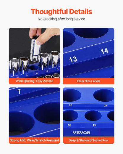 Magnetic Socket Organizer Set 6PCS Socket Washers Blue &amp; Red for Metric SAE