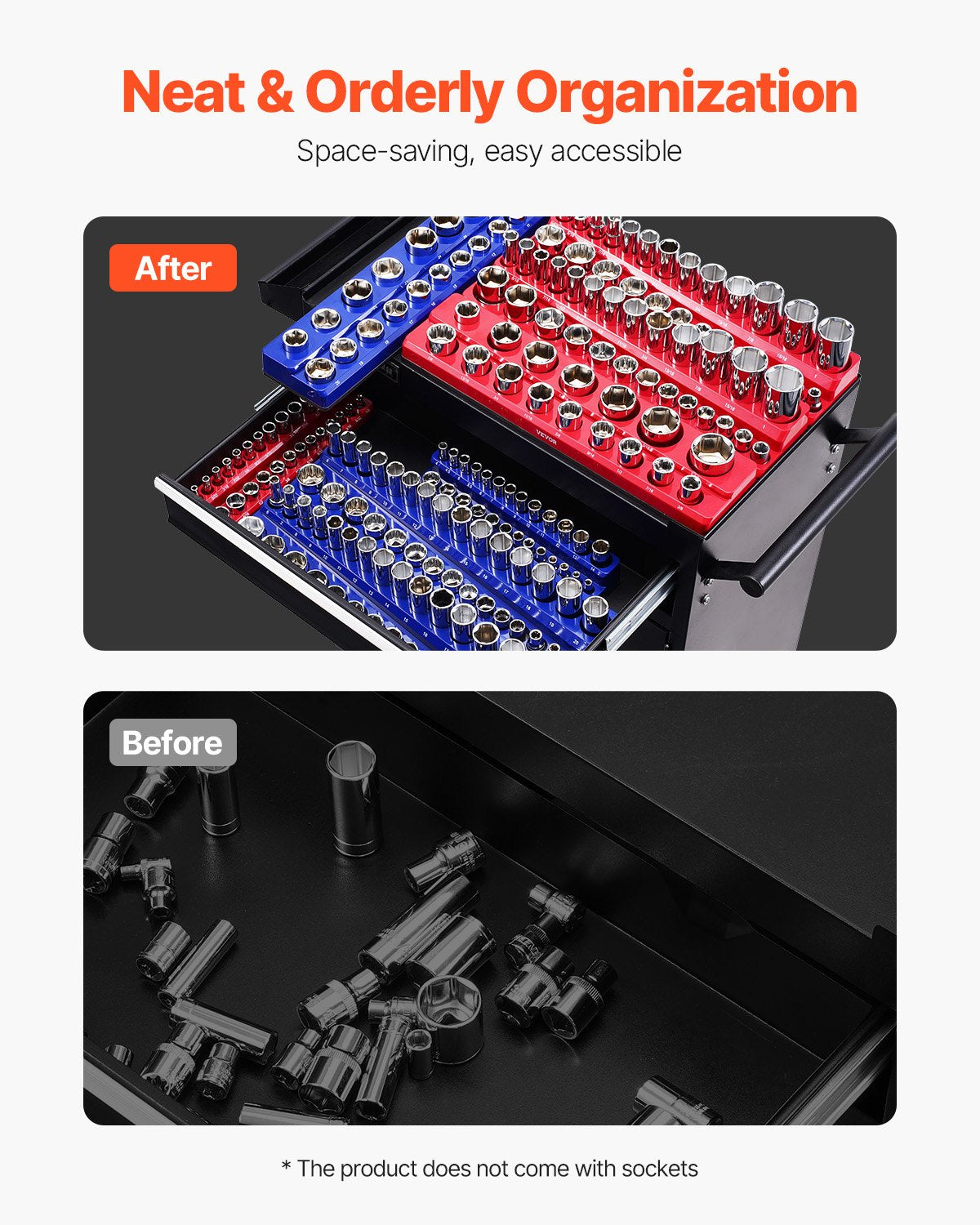 Magnetic Socket Organizer Set 8PCS Socket Washers Blue &amp; Red for Metric SAE