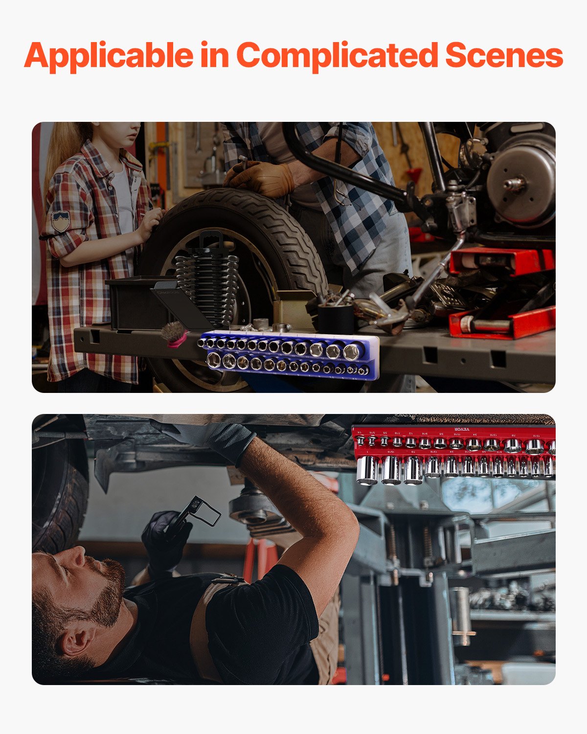 Magnetic Socket Organizer Set 8PCS Socket Washers Blue &amp; Red for Metric SAE