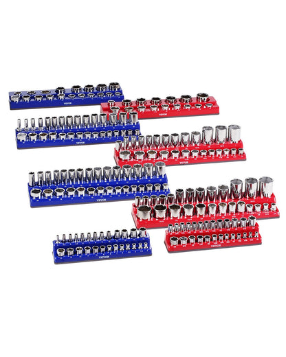 Magnetic Socket Organizer Set 8PCS Socket Washers Blue &amp; Red for Metric SAE