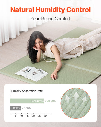Japanese Tatami Mat King hopfällbar och halkfri Rush Grass Tatami-madrass