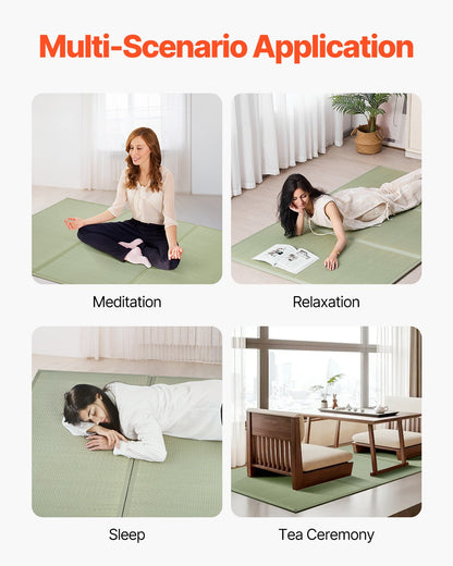 Japanese Tatami Mat King hopfällbar och halkfri Rush Grass Tatami-madrass