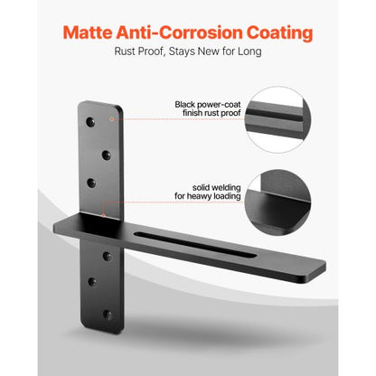 2 shelf brackets 14 inch / 355.6 mm heavy duty floating shelf brackets