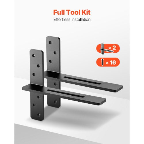 2 shelf brackets 14 inch / 355.6 mm heavy duty floating shelf brackets