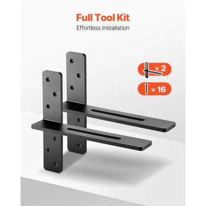 2 shelf brackets 14 inch / 355.6 mm heavy duty floating shelf brackets