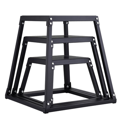 Plyometric Jump Boxes, 12/18/24 Inch Plyo Box, Platform and Jumping Agility Box, Anti-Slip Fitness Exercise Step Up Box Set for Home Gym Workout, Cardio Strength Training, Black