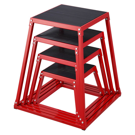 Plyometric Jump Boxes, 12/18/24/30 Inch Plyo Box, Platform and Jumping Agility Box, Anti-Slip Fitness Exercise Step Up Box Set for Home Gym Workout, Cardio Strength Training, Red