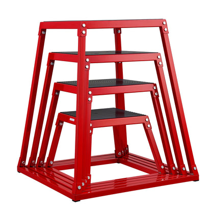 Plyometric Jump Boxes, 12/18/24/30 Inch Plyo Box, Platform and Jumping Agility Box, Anti-Slip Fitness Exercise Step Up Box Set for Home Gym Workout, Cardio Strength Training, Red