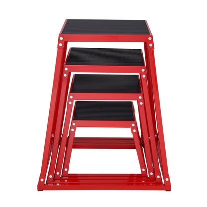 Plyometric Jump Boxes, 12/18/24/30 Inch Plyo Box, Platform and Jumping Agility Box, Anti-Slip Fitness Exercise Step Up Box Set for Home Gym Workout, Cardio Strength Training, Red