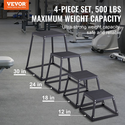Plyometric Jump Boxes, 12/18/24/30 Inch Plyo Box, Platform and Jumping Agility Box, Anti-Slip Fitness Exercise Step Up Box Set for Home Gym Workout, Cardio Strength Training, Black