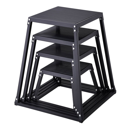 Plyometric Jump Boxes, 12/18/24/30 Inch Plyo Box, Platform and Jumping Agility Box, Anti-Slip Fitness Exercise Step Up Box Set for Home Gym Workout, Cardio Strength Training, Black